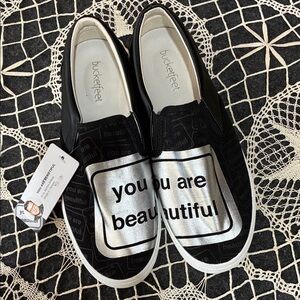 Bucketfeet Women's Black and Silver Graphic Sneakers